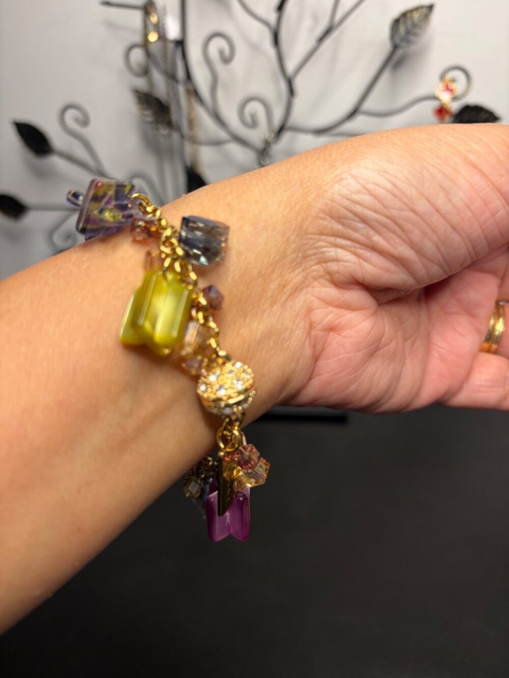 ETRO Made in Italy Gold-Tone Multicolor Charm Bracelet